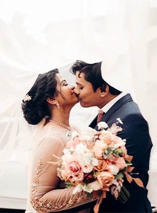 Christian Couple Kissing during their wedding in Pune, India