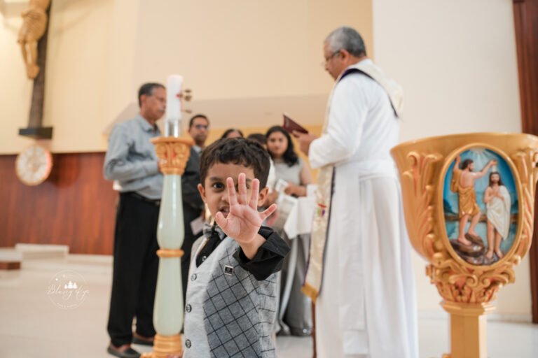 Natural fun moments from a baptism ceremony.