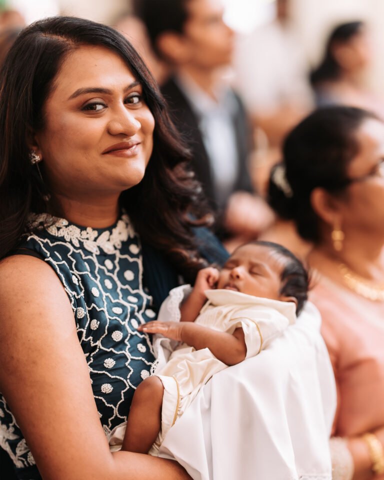 Candid moments of mother holding her baby